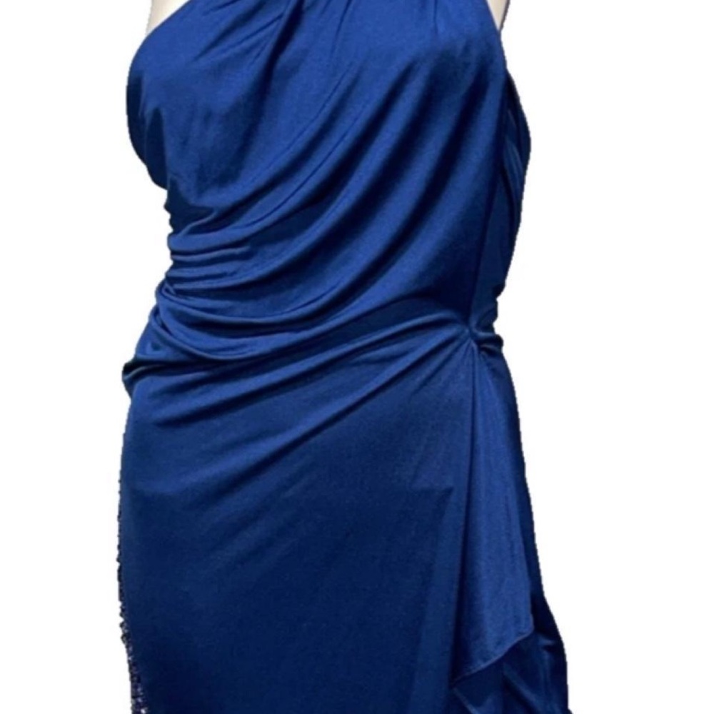 Roberto cavalli Blue Ruched One-Shoulder Women’s Dress